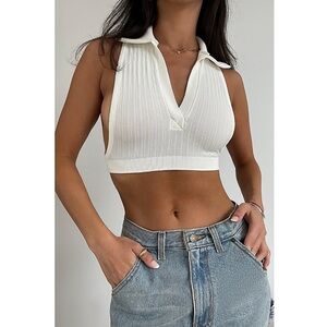 NWT UO Out From Under Break Point Collared Bra Top in White Size XS/S